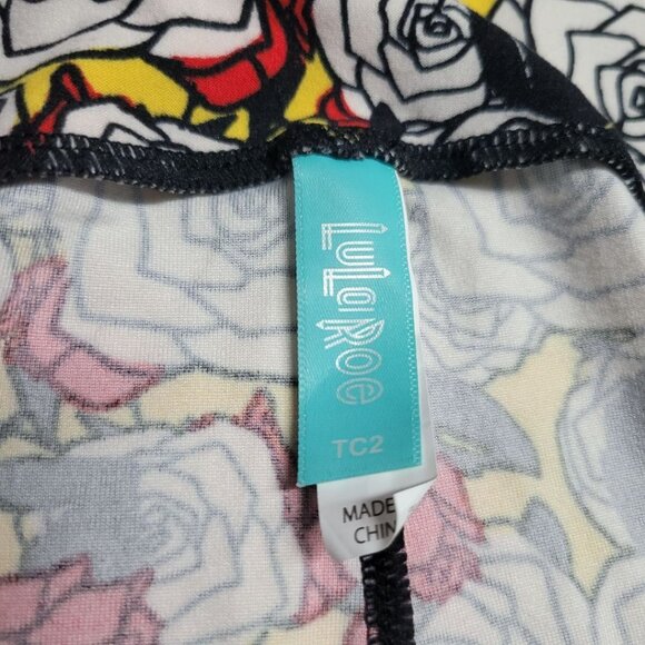 Lularoe Disney TC2 Leggings Soft Colorful Roses Comfortable Womens Plus Tall Cur - Picture 3 of 5